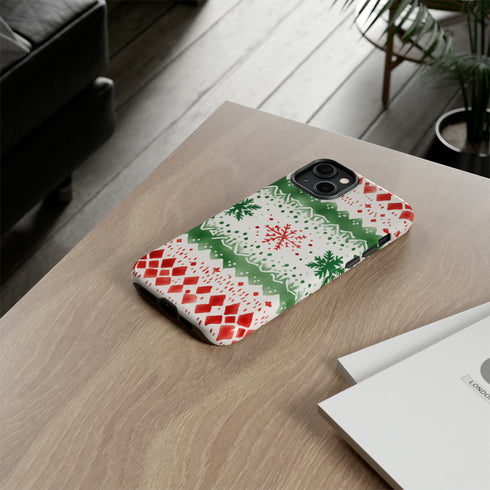 Watercolor Christmas Knitting - Impact Resistant Phone Case